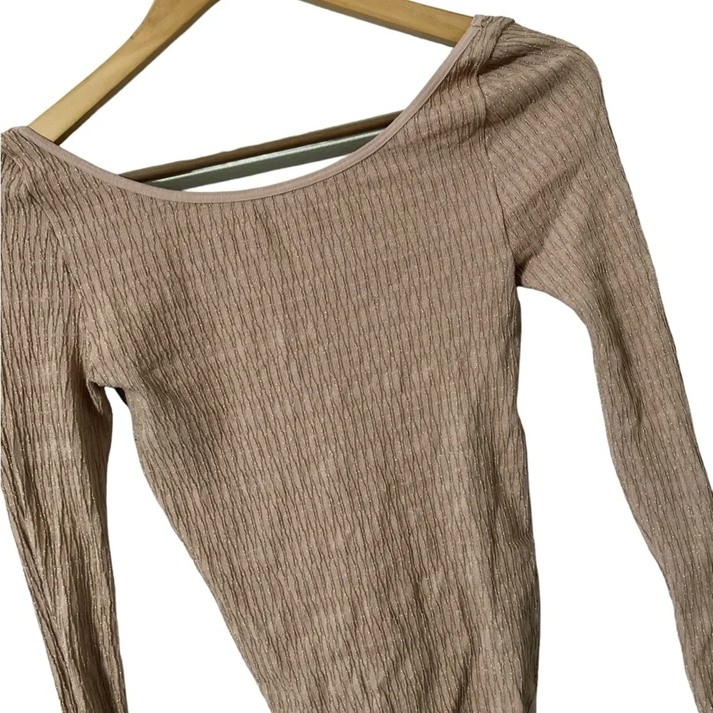 FREE PEOPLE Intimately Sprinkled In Gold Long Sleeve Bodysuit Top